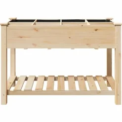 Massiv Blomsterkrukke med Hylde - Træplantkasse | Farve: Beige | Størrelse: 115x59x76.5 cm