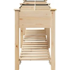 Massiv Blomsterkrukke med Hylde - Træplantkasse | Farve: Beige | Størrelse: 115x59x76.5 cm