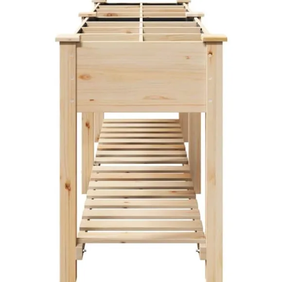 Massiv Blomsterkrukke med Hylde - Træplantkasse | Farve: Beige | Størrelse: 115x59x76.5 cm