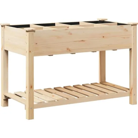 Massiv Blomsterkrukke med Hylde - Træplantkasse | Farve: Beige | Størrelse: 115x59x76.5 cm