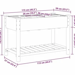 Massiv Blomsterkrukke med Hylde - Træplantkasse | Farve: Beige | Størrelse: 115x59x76.5 cm