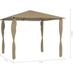 Med stolpeovertræk 3x3x2,6 m 160 g/m² gråbrun - Pavillon - Pavilloner - Home & Living