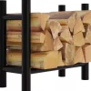 Medya Round Metal Firewood Rack Stand, Black - 30x60x60 cm