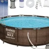 Mega Stor Ratten Look Familie Oppustelig Pool med Filterpumpe, Stige & Dække - Perfekt til Sommerfest