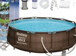 Mega Stor Ratten Look Familie Oppustelig Pool med Filterpumpe, Stige & Dække - Perfekt til Sommerfest