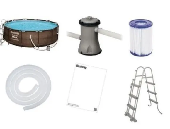 Mega Stor Ratten Look Familie Oppustelig Pool med Filterpumpe, Stige & Dække - Perfekt til Sommerfest