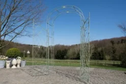 Melissa Antique Green Metal Rose Arch with Double Gates - 220cm Height, 120cm Width
