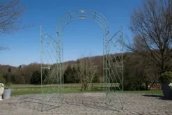 Melissa Antique Green Metal Rose Arch with Double Gates - 220cm Height, 120cm Width