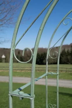Melissa Antique Green Metal Rose Arch with Double Gates - 220cm Height, 120cm Width
