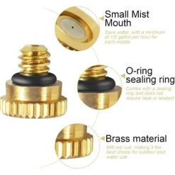 Messing Sprøjtedyse nr. 3, 0,3 mm dysediameter, Udskiftningshoved til udendørs kølesystem, 3 stk.
