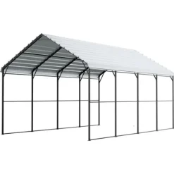 Metal Carport 12' x 20', Heavy Duty Udendørs Garage, Robust, Velegnet til både, Beskyttelse mod vejr og UV-stråler