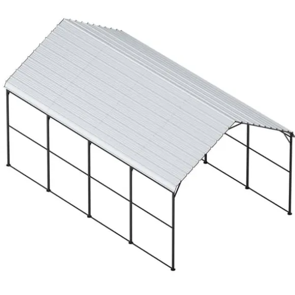 Metal Carport 12' x 20', Heavy Duty Udendørs Garage, Robust, Velegnet til både, Beskyttelse mod vejr og UV-stråler