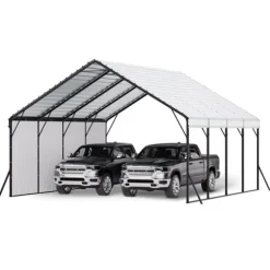 Metal Carport 20x20 fod, Udendørs Bilgarage, Kraftig og Vejrbestandig