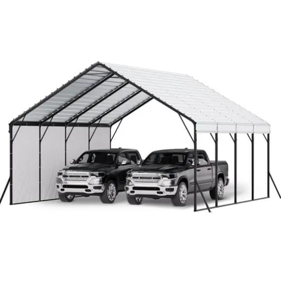 Metal Carport 20x20 fod, Udendørs Bilgarage, Kraftig og Vejrbestandig
