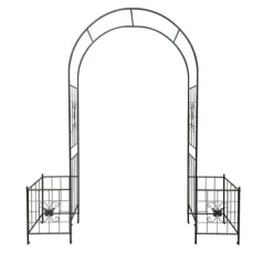 Metal havebue til klatreplanter, holdbar sort bue til roser og vinstokke, perfekt til bryllup, fest og have 7,15 fod