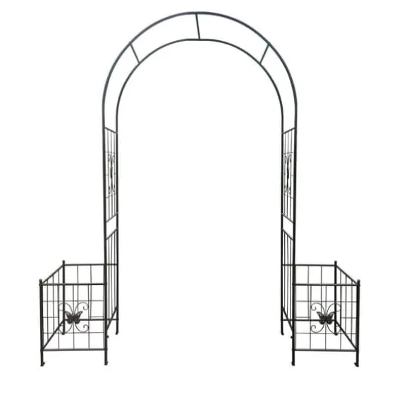 Metal havebue til klatreplanter, holdbar sort bue til roser og vinstokke, perfekt til bryllup, fest og have 7,15 fod