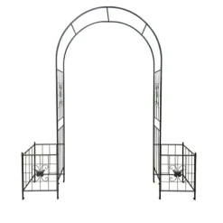 Metal havebue til klatreplanter, holdbar sort bue til roser og vinstokke, perfekt til bryllup, fest og have 7,15 fod