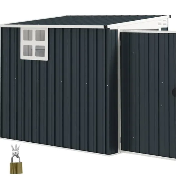 Metal havehus, 128x193x181 cm, mørkegrå