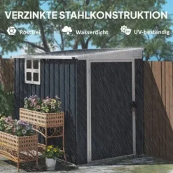 Metal havehus, 128x193x181 cm, mørkegrå