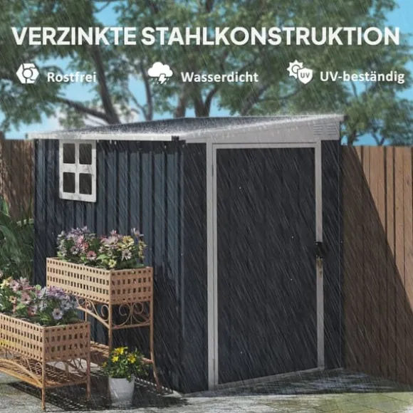 Metal havehus, 128x193x181 cm, mørkegrå