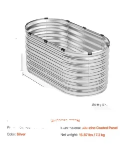 Metal Hævet Havebed, Holdbar Alu-zink Belagt Panel, Åben Bund Design,4x2x2ft