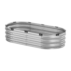 Metal hævet haveseng 4x2x1 fod, galvaniseret udendørs plantekasse, holdbar, rustfri sølv finish