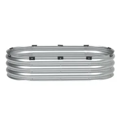 Metal hævet haveseng 4x2x1 fod, galvaniseret udendørs plantekasse, holdbar, rustfri sølv finish