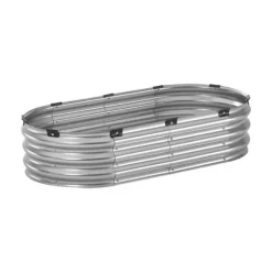 Metal hævet haveseng 4x2x1 fod, galvaniseret udendørs plantekasse, holdbar, rustfri sølv finish
