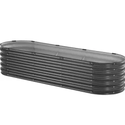 Metal Hævet Haveseng, 6,56x1,96x1,4 Fod, Galvaniseret Plantekasse, Mørkegrå, Holdbar, Vejrbestandig, Ideel til Haveindretning