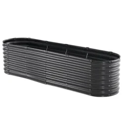 Metal Hævet Haveseng, 8x2x2 ft, Galvaniseret Plantekasse, Udendørs, Mørkegrå, Holdbar, Let at samle