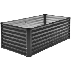 Metal Hævet Haveseng 6x3x2ft, Galvaniseret Plantekasse, Mørkegrå, Holdbar og Vandafvisende, Ideel til Udendørs Brug