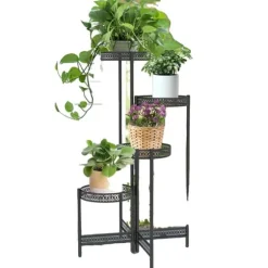 Metal Plante Stativ, Foldbar, Høj Blomsterpotte Holder, 4 TierBlack
