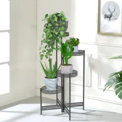 Metal Plante Stativ, Foldbar, Høj Blomsterpotte Holder, 4 TierBlack