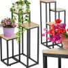 Metal stående blomsterstativ til blomster og planter, 3-etagers hylde, loft 68