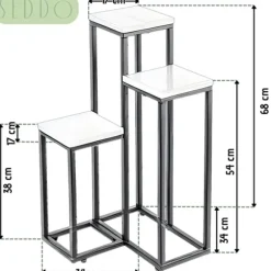 Metal stående blomsterstativ til blomster og planter, 3-etagers hylde, loft 68