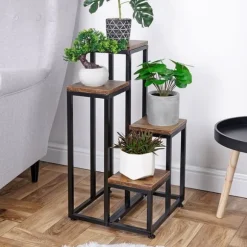 Metalblomsterstativ 4-lags, niveaudelt stativ til potter, planter og blomster