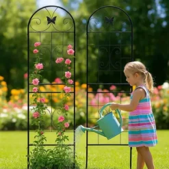 Metalgitter 2-pak til klatreplanter, støtte til potteplanter, stueplanter, blomster, grøntsager og havedekoration indendørs/udendørs
