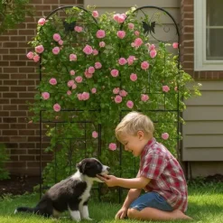 Metalgitter 2-pak til klatreplanter, støtte til potteplanter, stueplanter, blomster, grøntsager og havedekoration indendørs/udendørs
