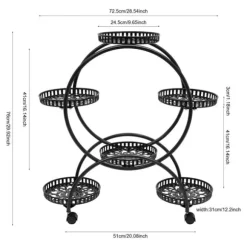 Metalplantekasse, Seks-niveau System, Universelle Hjul,sort