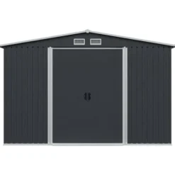 Metalskur til haven - Opbevaring af værktøj | Størrelse: 257x205x178 cm | Farve: Antracitgrå