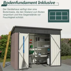Metalværktøjsskur, 8x4 FT, Vejrbestandig Konstruktion, Skråtag Design, Ventilationssystem, Låselige Døre