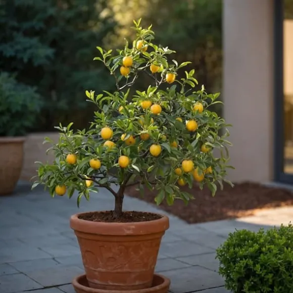 Middelhavet frugttræ - Sæt med 4 - Citrus, ficus, olea - Højde 25-40cm - ⌀9cm