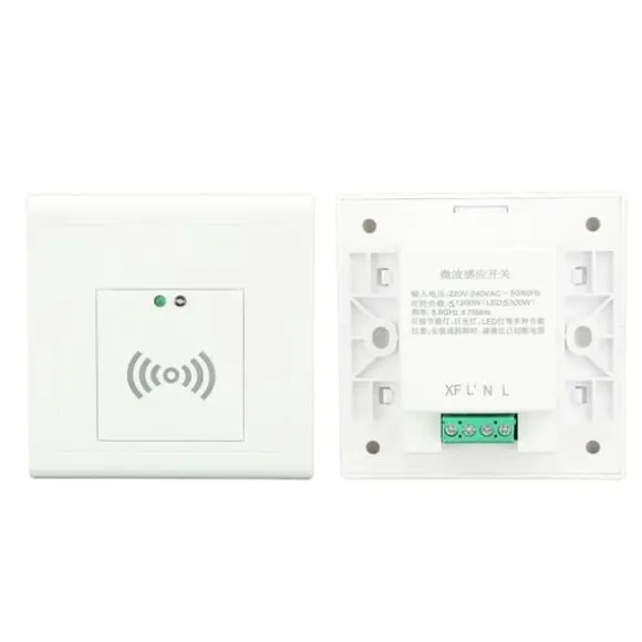 Mikrobølgesensor lyskontakt 86 panel, justerbar 360 grader, trappesensor, 220-240V