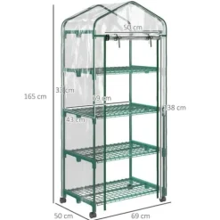 Mini drivhus 69×50×165 cm – 4 hylder, gennemsigtigt