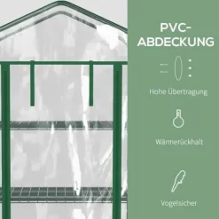 Mini drivhus 69×50×165 cm – 4 hylder, gennemsigtigt