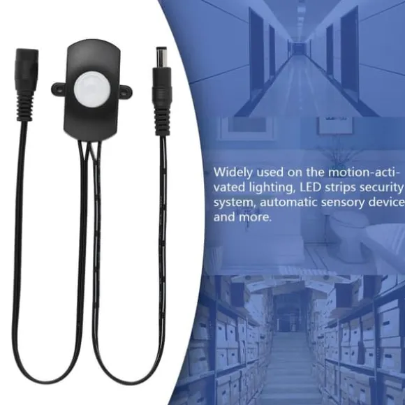Mini PIR infrarød bevægelsessensor til LED-strimmel - sort, 6-24V, 5A