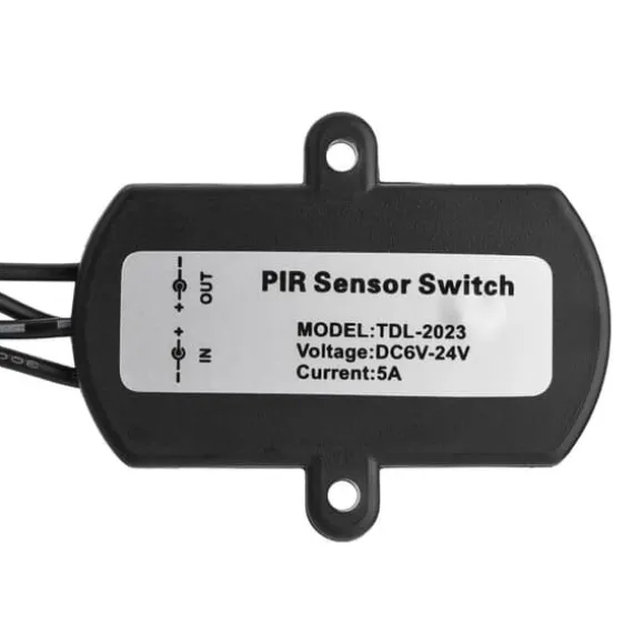 Mini PIR infrarød bevægelsessensor til LED-strimmel - sort, 6-24V, 5A