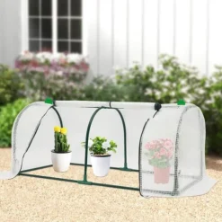 Minidrivhus - Altan-/Tomatdrivhus - 120×60×50 cm - Rullevinduer - Til altan og have - Hvid