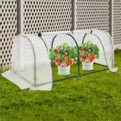 Minidrivhus - Altan-/Tomatdrivhus - 120×60×50 cm - Rullevinduer - Til altan og have - Hvid