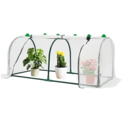 Minidrivhus - Altan-/Tomatdrivhus - 120×60×50 cm - Rullevinduer - Til altan og have - Hvid